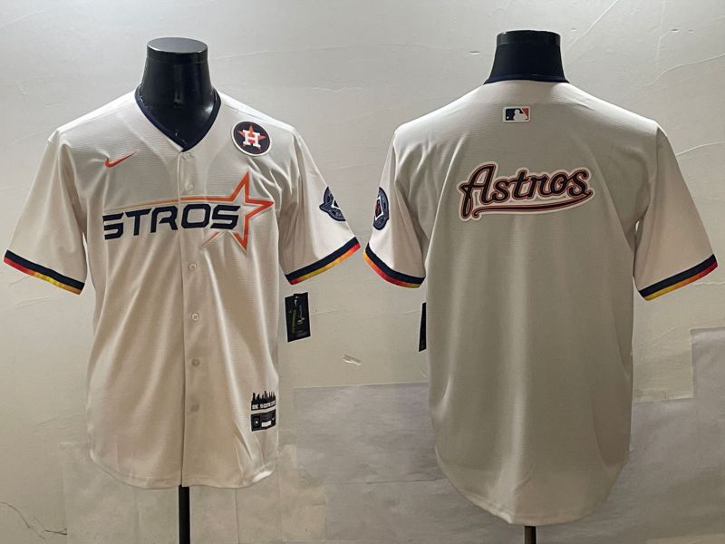 Men Houston Astros Blank Cream Three generations Joint Name 2025 Nike MLB Jersey style 15